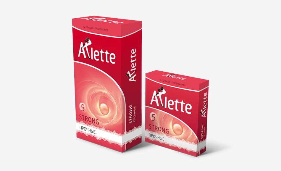 Дизайн серии упаковок презервативов бренда Arlette