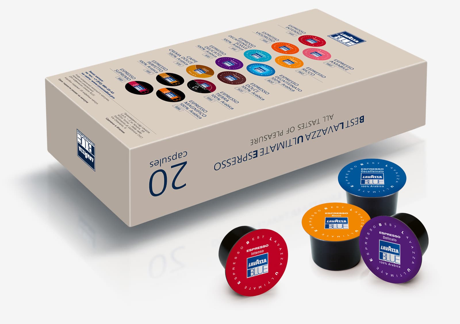 Разработали дизайн упаковки для кофейных капсул бренда «Lavazza BLUE» для компании Офисная Служба