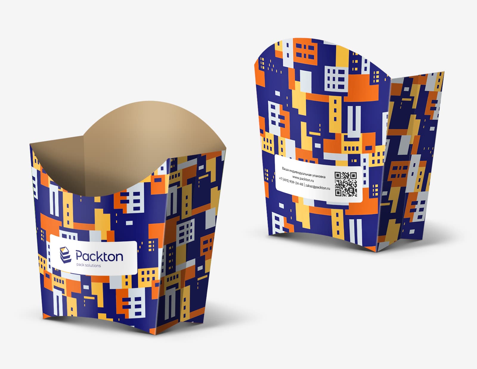 Дизайн серии фирменных упаковок для городских доставок компании Packton